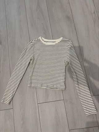 Top rayas mujer gris y blanco