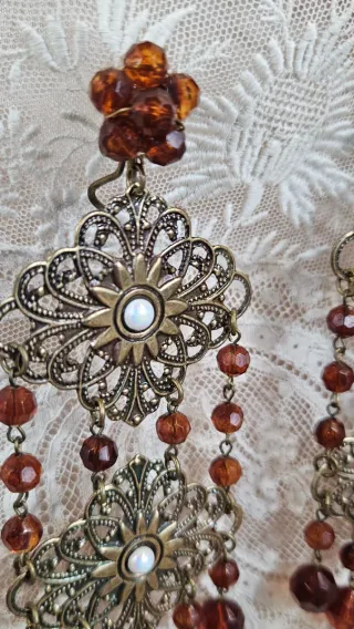 Pendientes metal estilo antiguo con cristales