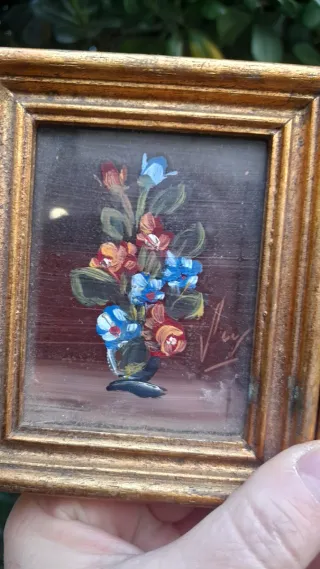 Coppia Quadretti Dipinti Vintage