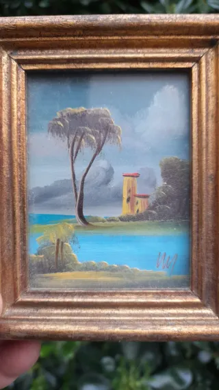 Coppia Quadretti Dipinti Vintage