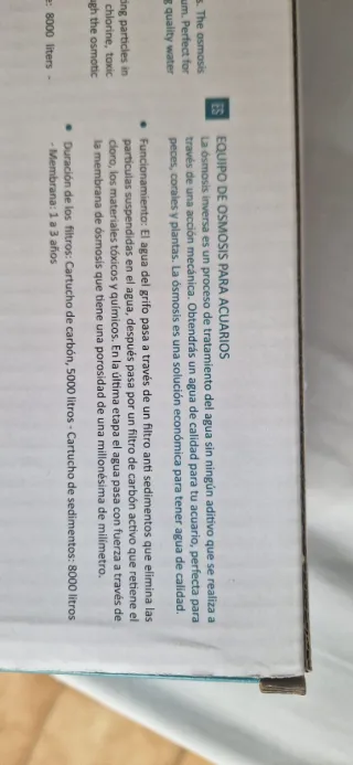 Sistema de Ósmosis Inversa para acuario