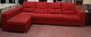Sofá modular rojo de tela