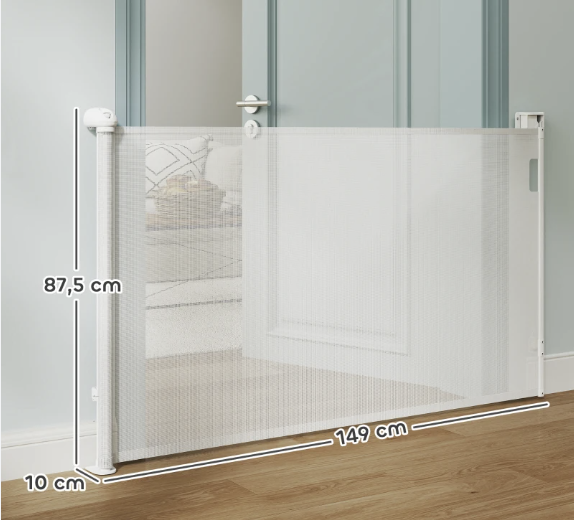 Barrera Perros Retráctil 0-140cm Blanca