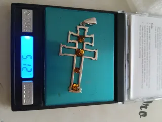 Colgante Cruz Plata con Ámbar