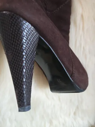 Botas altas ante marrón y cuero T.37