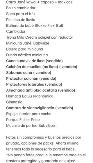 Lote completo para bebé: Carro, trona etc..