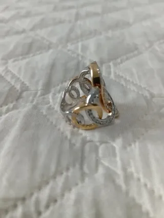Anello donna oro e argento con zirconi