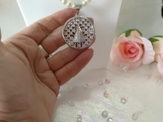 Medalla Virgen Perlas Oro o Plata