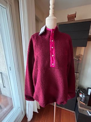 Sudadera borrego cuello alto burdeos T.M