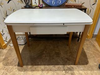 URGE Mesa de cocina blanca con sillas y taburetes