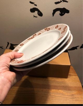 Set 3 Piatti Dolce Vintage Floreale Marrone
