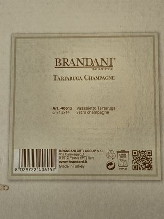 Vassoietto Tartaruga Brandani in Vetro Champagne