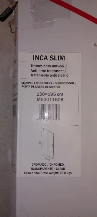 Mampara Ducha INCA SLIM 150x195 cm