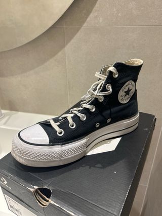 Converse plataforma negras blancas originales