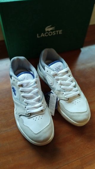 Zapatillas Lacoste Cuero Beige y Blanca