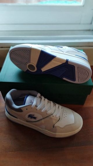 Zapatillas Lacoste Cuero Beige y Blanca