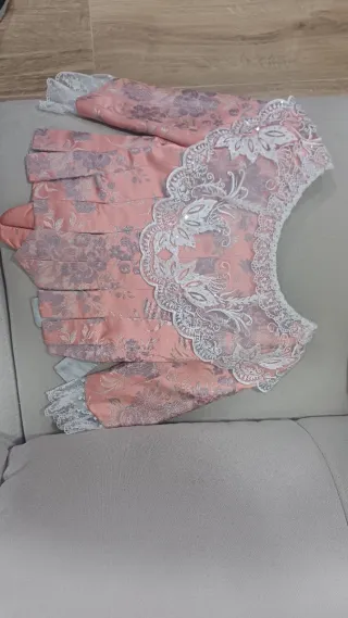 Traje de Fallera Niña Rosa, salmón. Talla 10-12