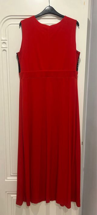 Vestido rojo largo fiesta encaje negro Talla S