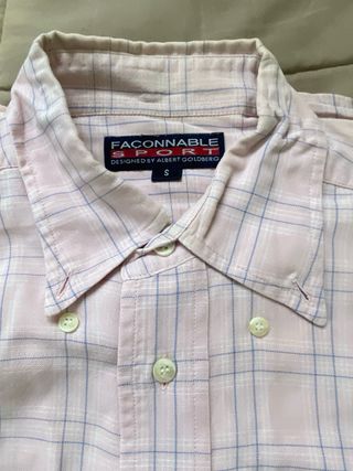 Faconnable Camisa Oxford Rosa Cuadros Talla S