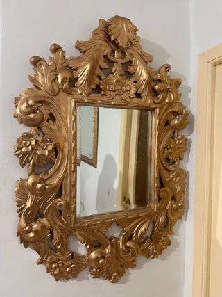 Gran espejo dorado estilo Rococó / Luis XV - 123cm