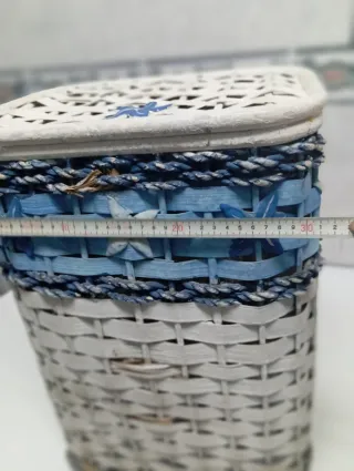 Cesto mimbre marinero azul y blanco