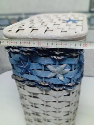 Cesto mimbre marinero azul y blanco