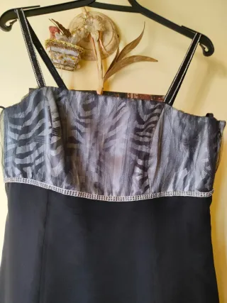 Elegante vestito nero misto seta