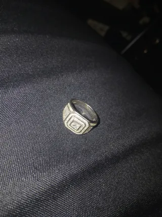 Anillo Sello Plata 925 Circonitas Hombre