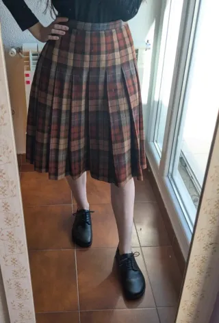 Falda vintage de lana a cuadros