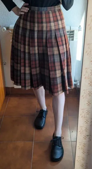 Falda vintage de lana a cuadros