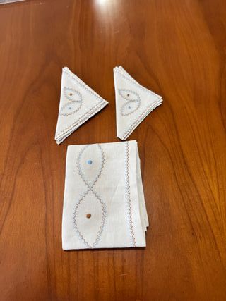 Set doble café lino inglés antiguo