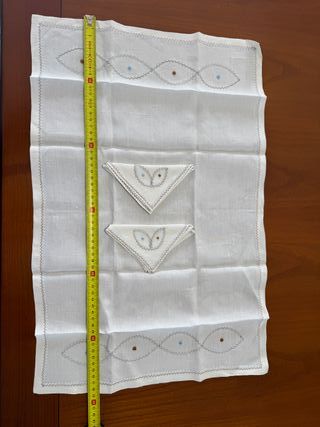 Set doble café lino inglés antiguo