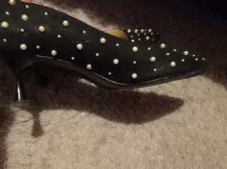 Zapatos Zara Perlas Talla 38 Negros