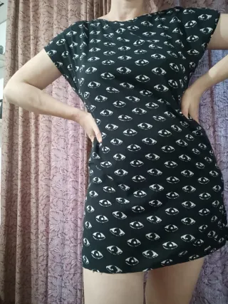 Vestido mini estampado ojos