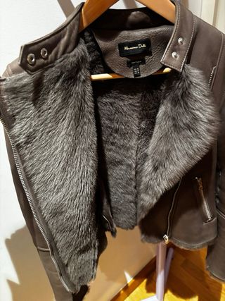 Chaqueta de piel Massimo Dutti marrón Talla M