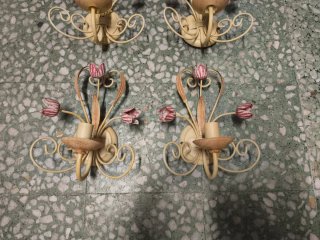 4 Apliques franceses vintage tulipanes