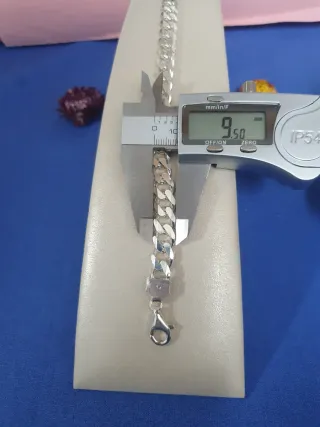 Pulsera Barbada Maciza Plata 925m 21cm