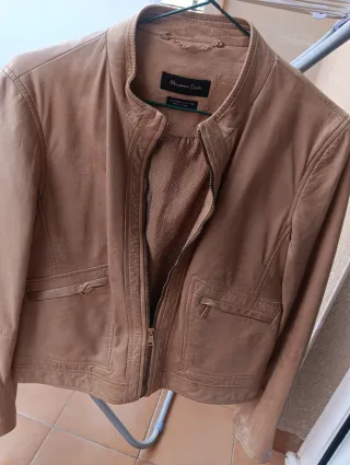Cazadora Piel Massimo Dutti Camel Talla 40 Unisex