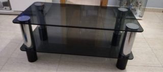 Mesa de centro cristal y metal