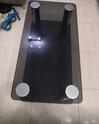 Mesa de centro cristal y metal