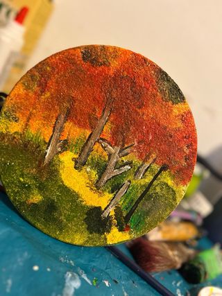 Cuadro redondo atardecer con columpio Guitarra...