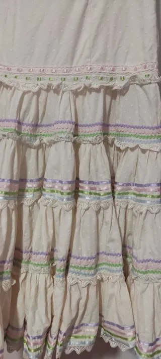 Falda flamenca canastera beige/multicolor