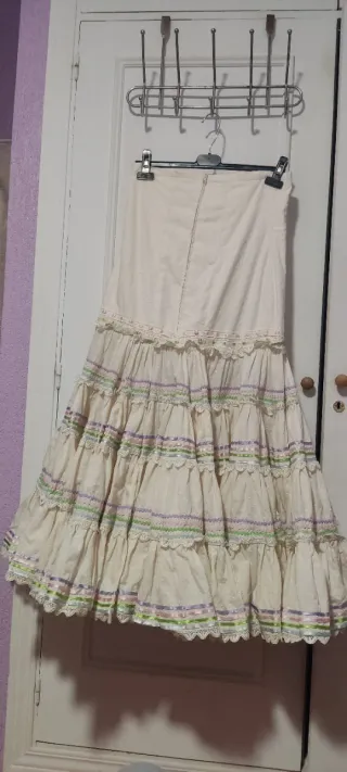 Falda flamenca canastera beige/multicolor