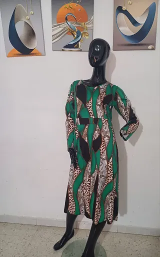 Vestido Mujer Negro y Verde