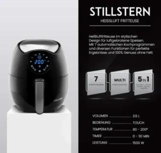 Freidora de aire negra 3,5l 1500w