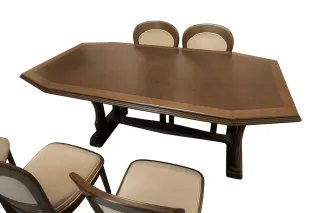 Mesa de comedor de madera maciza y 4+2 sillas