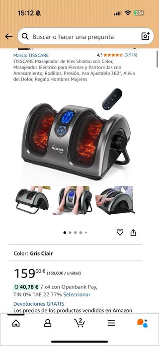 TISSCARE Masajeador de Pies Shiatsu con Calor