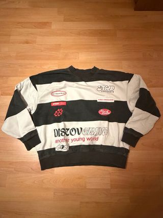 Sudadera Bershka rayas blanco y verde