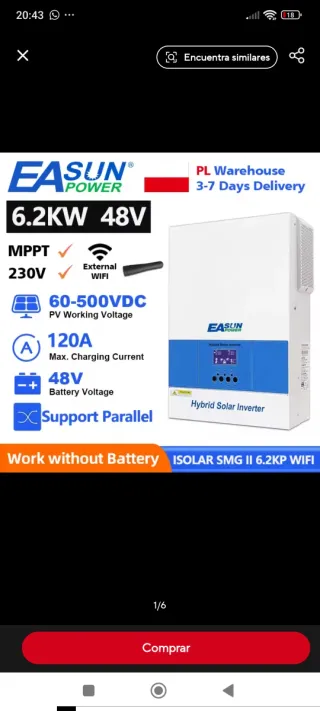 Inversor Solar Híbrido EASUN 6.2kW