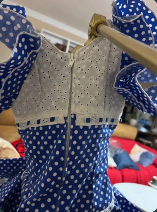 Traje Flamenca Niña Azul Lunares